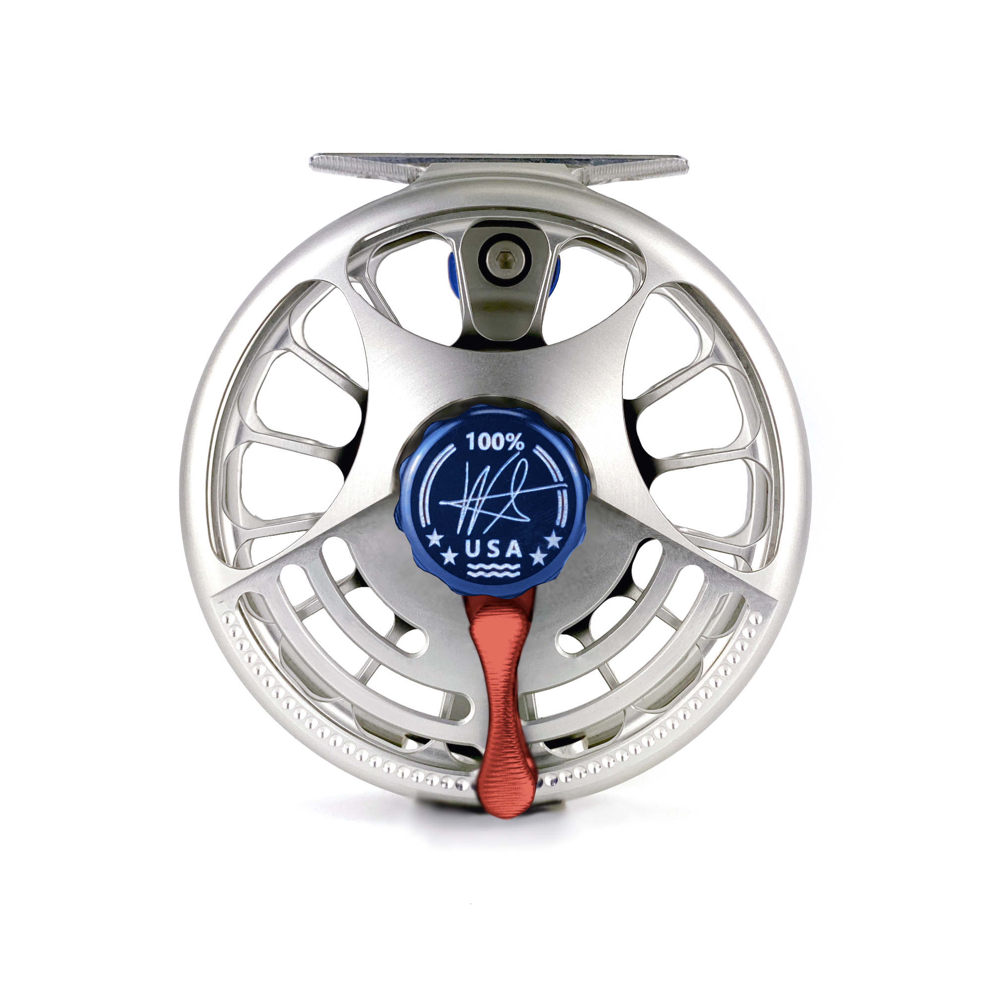 High-quality 6-9 weight fly fishing reel with a 4-inch diameter, featuring a slim design for efficient and smooth line retrieval.