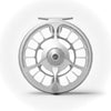 Seigler 5 Silver fly reel preset-and-lever side view highlighting the machined main case, spool, lever, and preset knob