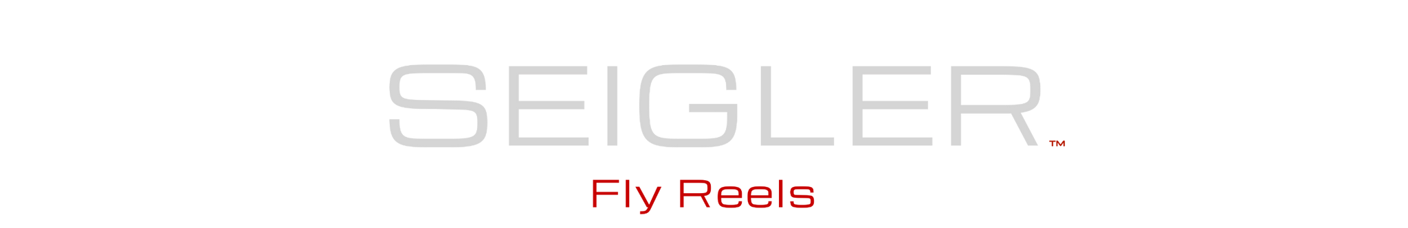 SEIGLER Fly Reels logo featuring “SEIGLER” in white modern lettering, with “Fly Reels” in red underneath for emphasis and brand distinction.