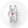 Top-down view of a Seigler size 4.5 fly reel highlighting its clean design, reel width, and machined aluminum profile