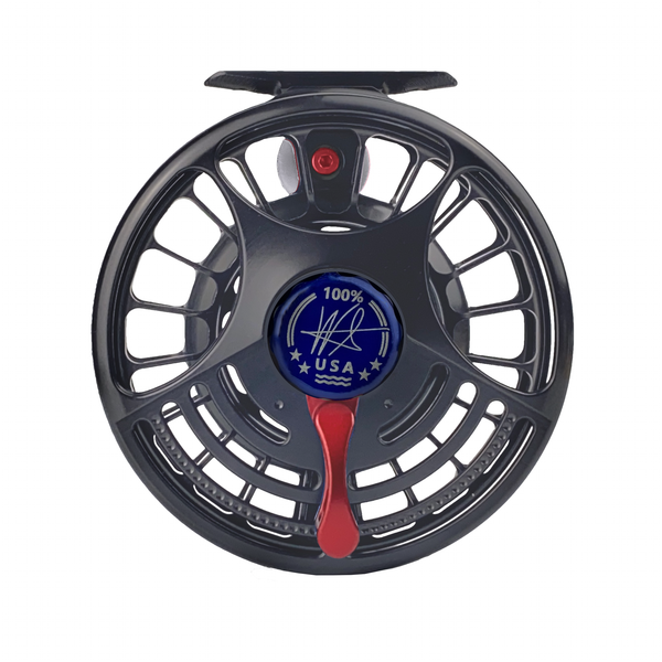 BF Lever Drag Fly Reel in Gunmetal & Red - Ideal for GT, Tarpon, Sailfish, and Tuna fishing. Smoothest drag, built for battle. USA Made in Virginia Beach.