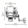 Diameter of the Seigler Offshore Small fishing reel. 