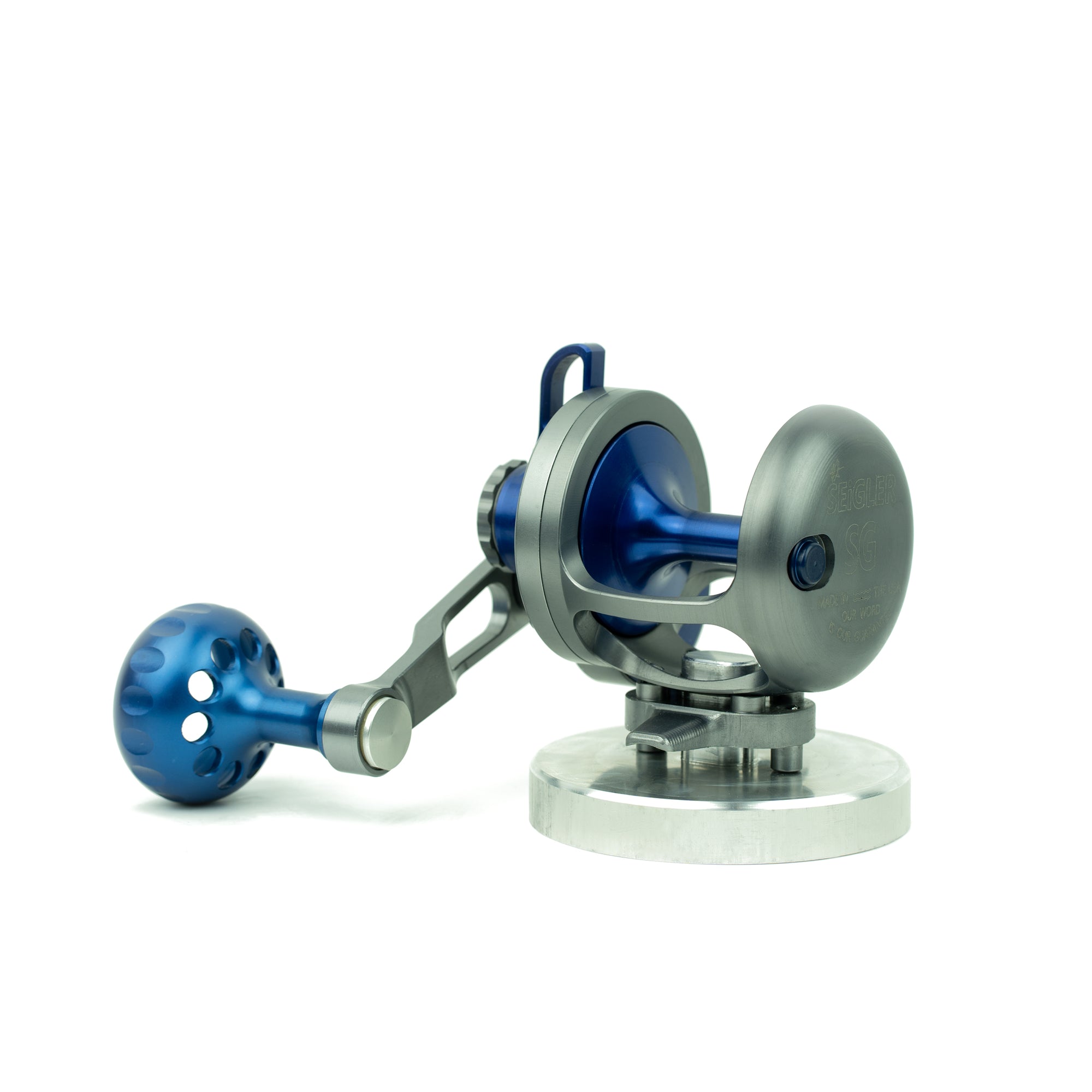 Reel stand for Seigler conventional fishing reels.