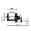 Diameter of the Seigler Star Mag SM fishing reel. 