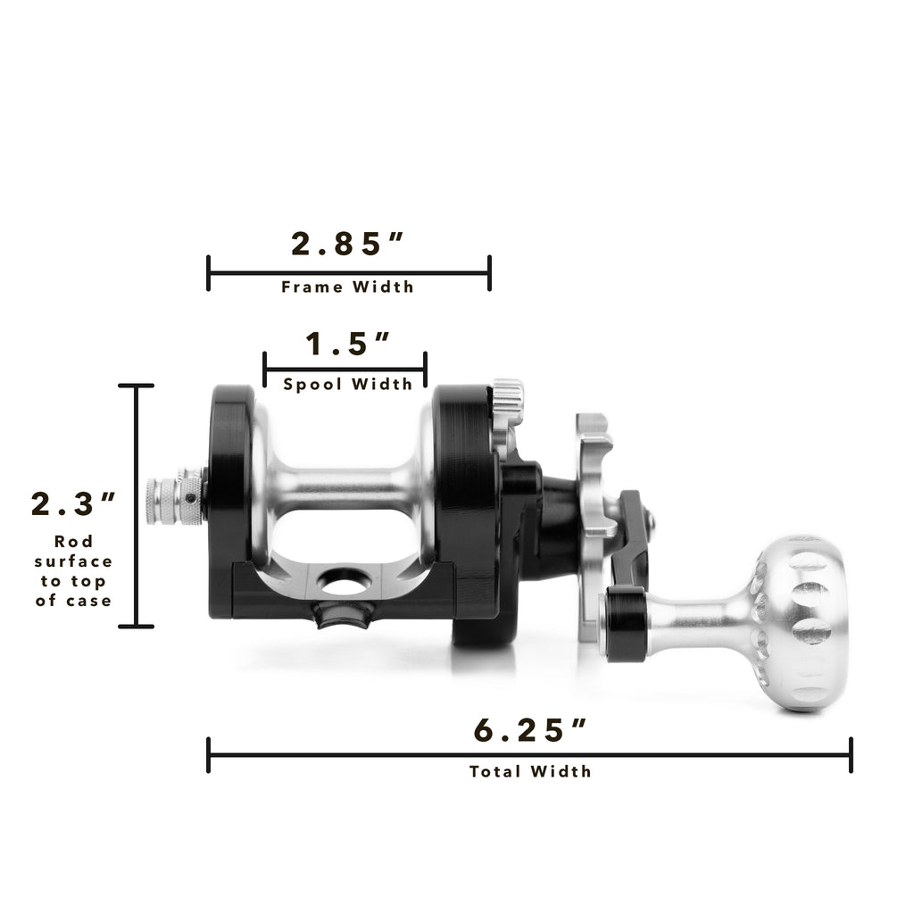 Diameter of the Seigler Star Mag SM fishing reel. 