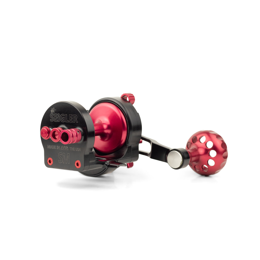 Magnetic brake on the surf casting reel made by Seigler fishing reels. 